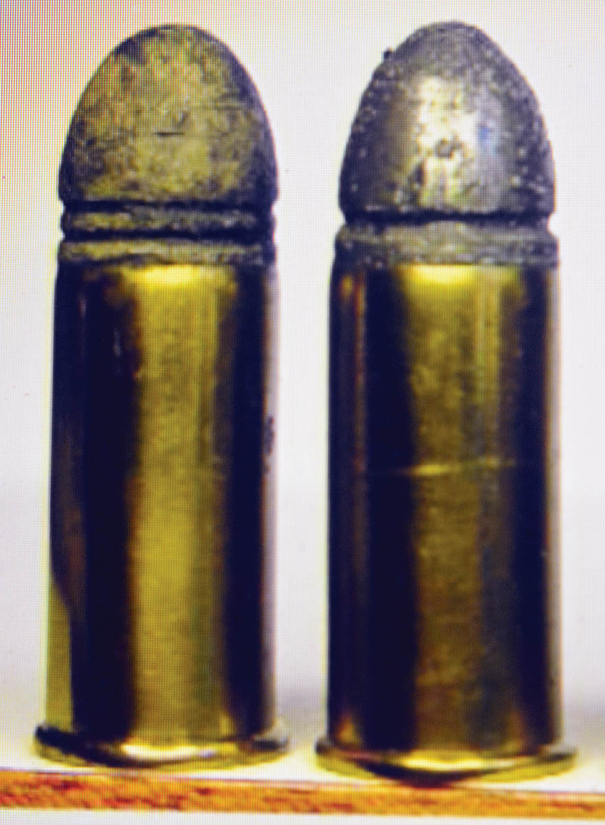 Very early loads for the 44 Russian featured both inside and outside lubrication, but were not a heel-type bullet. Soon, the outside lube grooves were discontinued.